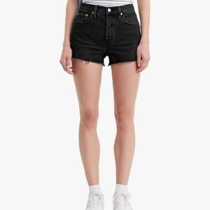 Levi's Black Jean Shorts High-Waisted Frayed Hem